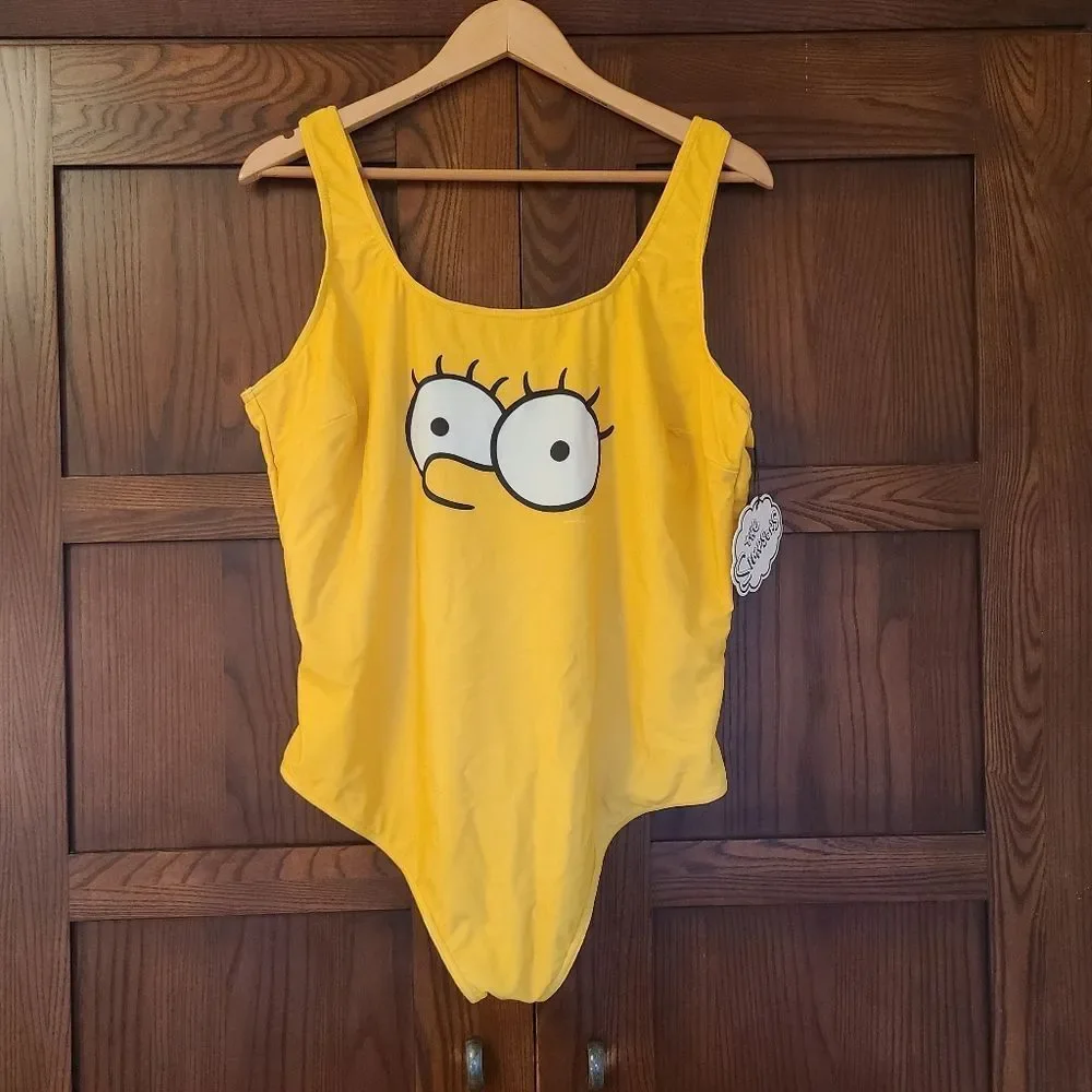 The Simpsons x ASOS Design Lisa Simpson One Piece Swimsuit Size 18 NWT